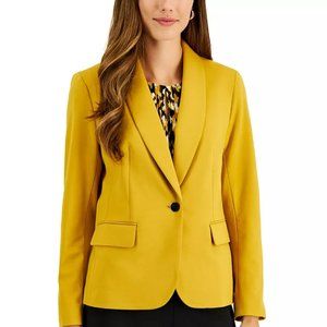 Kasper Petite Shawl-Collar One-Button Blazer - Dijon/Mustard